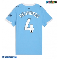 Camisa de Futebol Manchester City Tijjani Reijnders #4 Equipamento Principal Mulheres 2025-26 Manga Curta